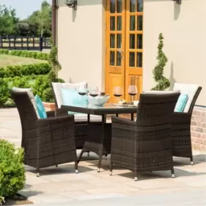 Image of Maze LA 4 Seat Square Rattan Dining Set - Brown