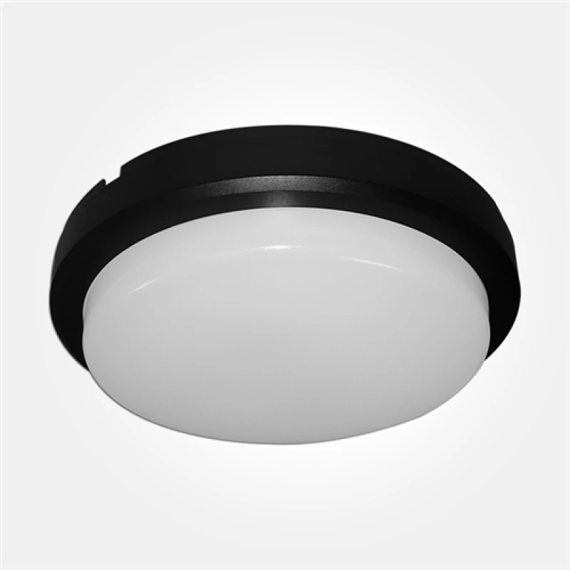 Image of Eterna Cassi Range - IP54 8W Circular LED Ceiling/Wall Light With Full Diffuser - Black