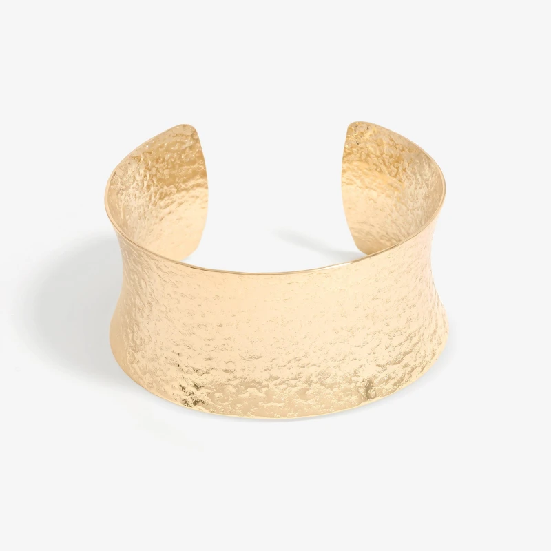 Image of Jon Richard Gold Plated Hammered Wide Cuff Jewellery Sets One Size Gold 72802910000