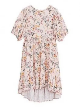 Image of Mango Girls Woven Floral Smock Dress - Pink