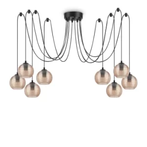 Image of Riga Indoor Cluster Ceiling Pendant Lamp 8 Lights Amber, E27