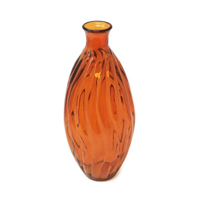 Image of Verano Spanish Ceramics Recycled Glass Ola Orange Home Decor Medium Tall Vase (H) 31Cm