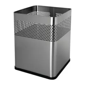 Image of Corbeille a papier 18 l H325xB240xT240 mm carre acier inoxydable argent HELIT