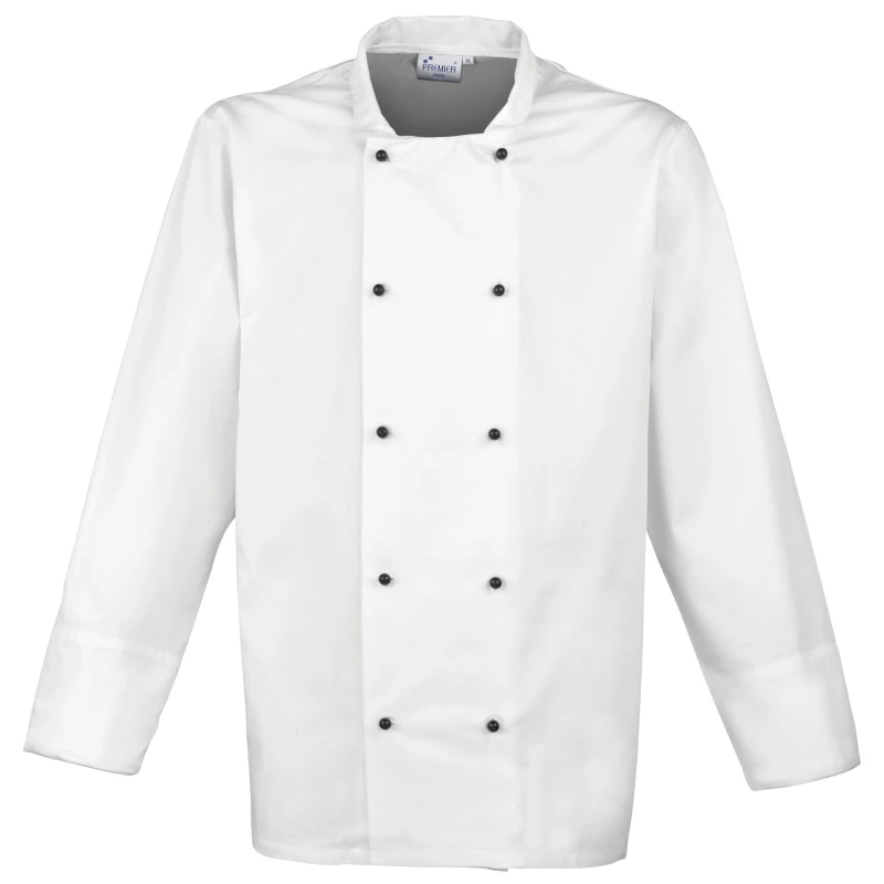 Image of Premier Premier Men Cuisine Long Sleeve Chefs Jacket Pack of 2 in White Size: X-Small White XS Male 5059269294946