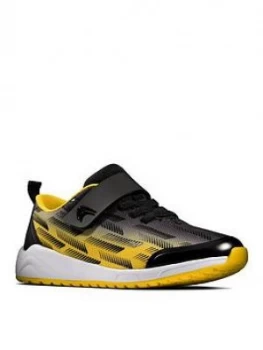 Image of Clarks Aeon Pace Lace Trainer, Black/Yellow, Size 2 Older
