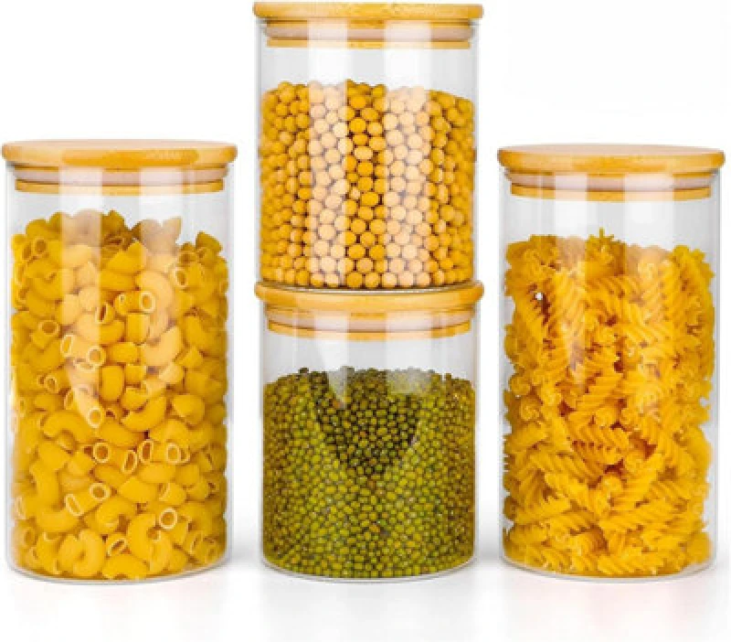 Image of Neo Set of 4 Clear High Borosilicate Glass Storage Jars Natural