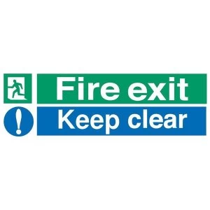 Image of Stewart Superior SP055SAV Self Adhesive Vinyl Sign 600x200mm Fire Exit Keep Clear