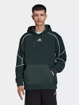 Image of adidas Q4 Fleece Hoodie, Green, Size XS, Men