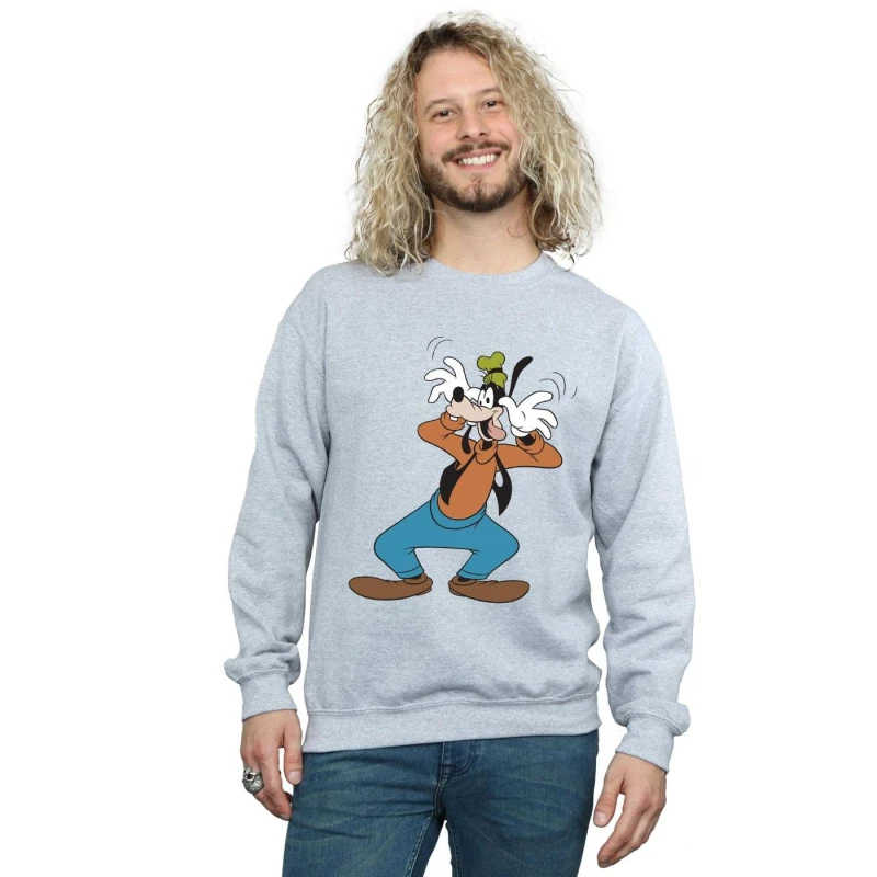 Image of Disney Men Crazy Goofy Sweatshirt in Grey Size: Small Grey S Male 5063300601532