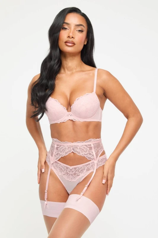 Image of Ann Summers Womens Sexy Lace Padded Plunge Bra in Pale Pink Size: 36G Pale Pink Female 36G