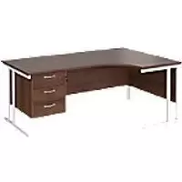 Image of Dams International Right Hand Ergonomic Desk MC18ERP3WHW 1,800 x 1,200 x 725 x 800 - 990 mm