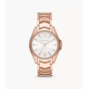 Image of Michael Kors Womens Whitney Three-Hand Rose Gold-Tone Stainless Steel Watch - Rose Gold