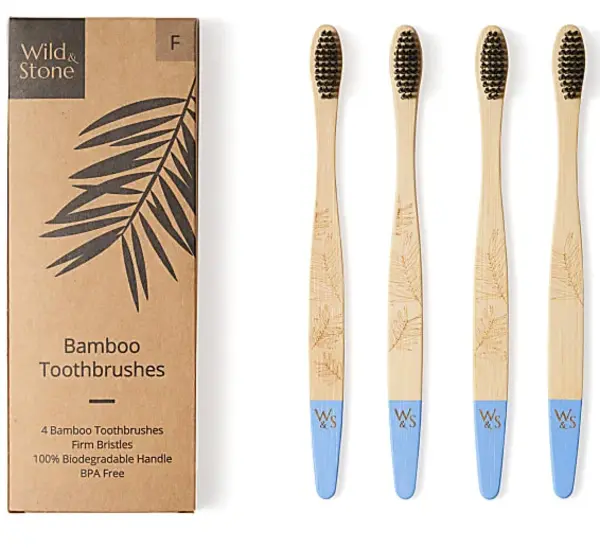 Image of Wild & Stone Organic Bamboo Firm Bristles Toothbrush 4Pcs