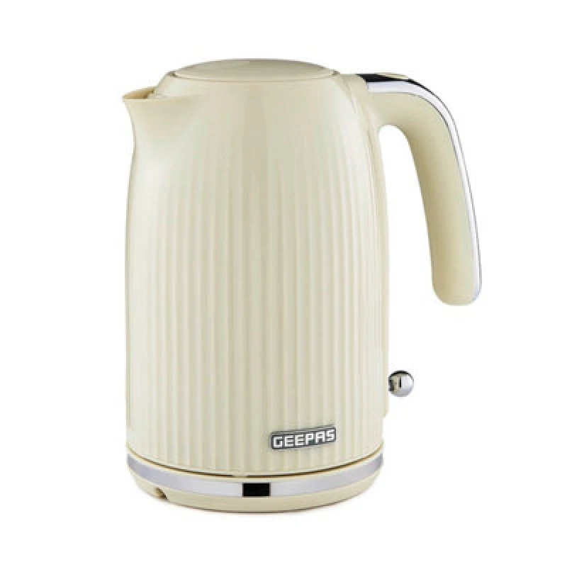 Image of Geepas Fluted 1.7L Cordless Electric Kettle 3000W Rapid Boil Dry Protection Cream