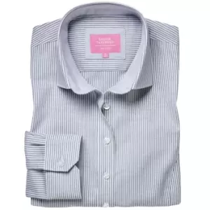 Image of Brook Taverner Womens/Ladies Mirabel Striped Oxford Stretch Shirt (12 UK) (Silver Grey)