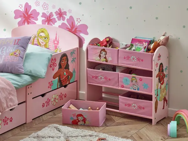 Image of Disney Princess 3 Tier Basket Storage Unit - Pink