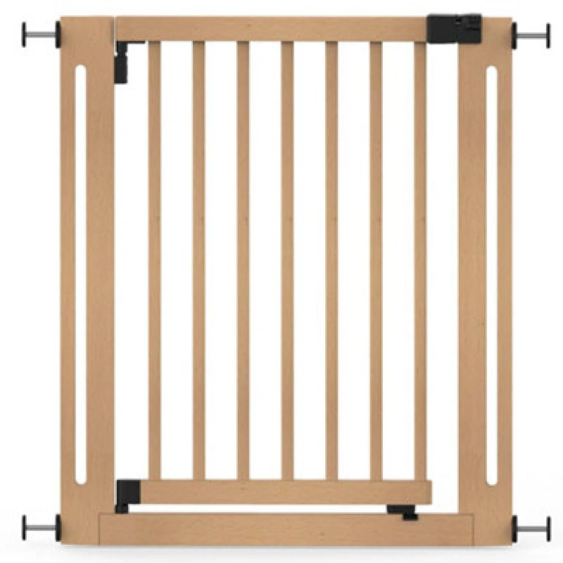 Image of Safetots Wooden Elegance Gate, Natural, 79Cm - 87Cm, Pressure Fit Safety Gate, 57Cm Extra Wide Doorway, Easy Installation