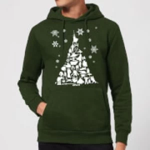 Image of Star Wars Character Christmas Tree Christmas Hoodie - Forest Green - S