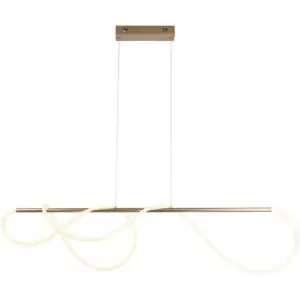 Image of Satin Gold Modern Linear Ceiling Pendant Light - Integrated LED Tape Module