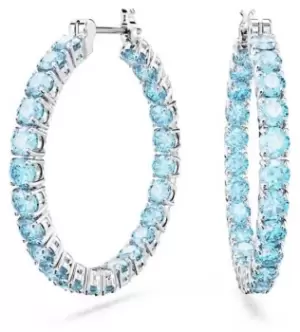Image of Swarovski 5647446 Matrix Hoop Round cut, Blue, Rhodium Jewellery