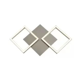 Image of Art 2 Light Square LED Wall, Flush Fitting - Satin Silver