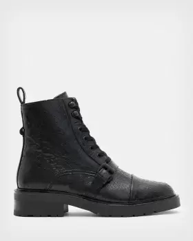 Image of AllSaints Donita Crocodile Leather Boots