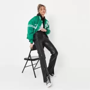 Image of Missguided Tall Pu Split Front Hem Trouser - Black