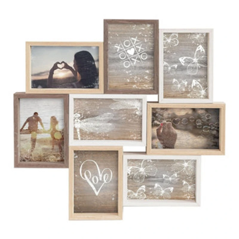 Image of Nielsen Accent Photo Collage Frame For 8 Pictures 4X6In - Mixed Wood Finishes