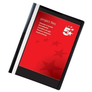 Image of 5 Star A4 Project Flat File Lightweight Polypropylene with Indexing Strip Black Pack of 5