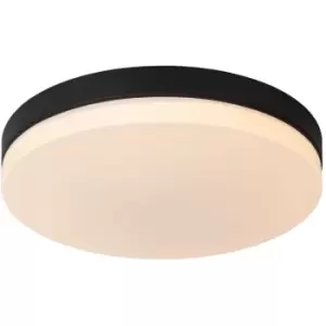 Image of Lucide Biskit Modern Flush ceiling light Bathroom - Ø40cm - LED - 1x36W 2700K - IP44 - Black