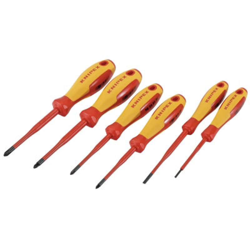 Image of Knipex 00 20 12 Vo4 Vde Insulated Slotted/phillips/pozidriv Screwdriver Set (6 Piece) 90235