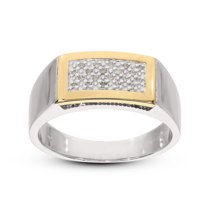 Image of Be You 9ct Yellow Gold and Silver Gents Ring Silver male S
