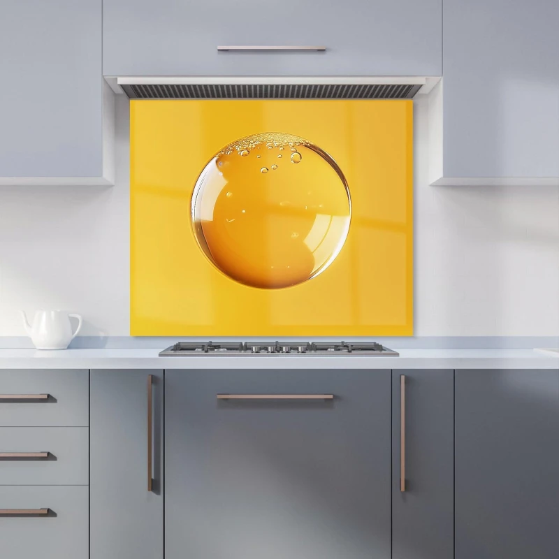 Image of Warren Reed - Designer Solitary Yellow Bubble: A Closer Look Kitchen Splashback Size: 700mm x 750mm Multicolor Unisex 700mm x 750mm