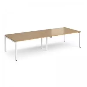 Image of Adapt double back to back desks 2800mm x 1200mm - white frame and oak