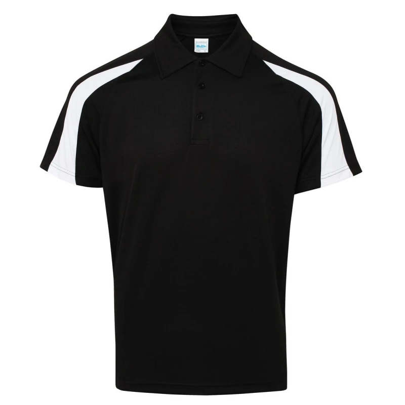 Image of AWDis AWDis Men Just Cool Short Sleeve Contrast Panel Polo Shirt in Jet Black Size: Small Jet Black S Male 5057520134932