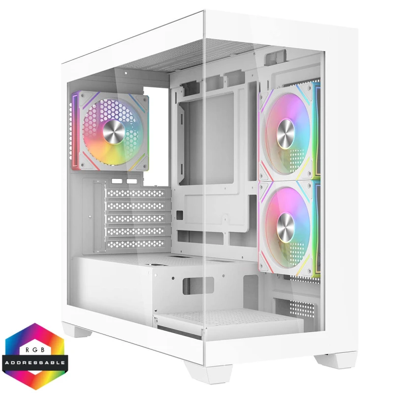 Image of CIT Mercury MATX ARGB Tempered Glass Gaming Case - White - CIT-MERCURYWHT-ARGB