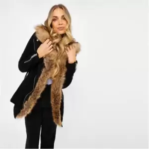 Image of I Saw It First Faux Fur Zip Detail Coat - Black