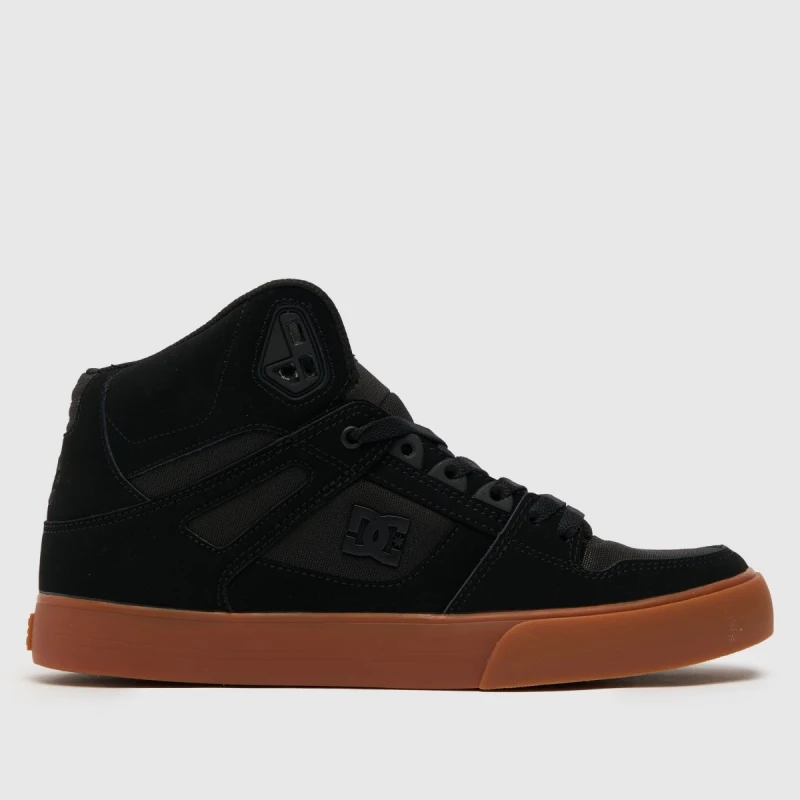 Image of DC Mens Pure High Top Wc Trainers in Black, Logo Detail, Size: 8 Black UK 7
