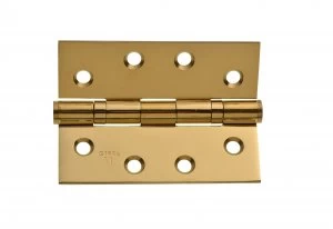 Image of Wickes Grade 11 Ball Bearing Hinge - Polished Brass 102mm Pack of 2