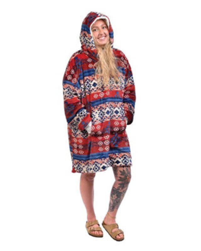 Image of Country Club Eskimo Sherpa Lined Blanket Fleece Hoodie Multi