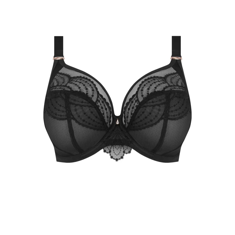 Image of Elomi Womens Priya Plunge Bra in Black Size: 36E Black Female 36E