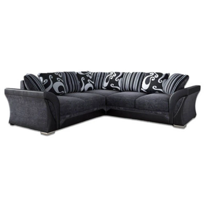 Image of Furnishings For Less UK Lisbon Black And Grey L Shaped 5 Seater Fabric Corner Sofa