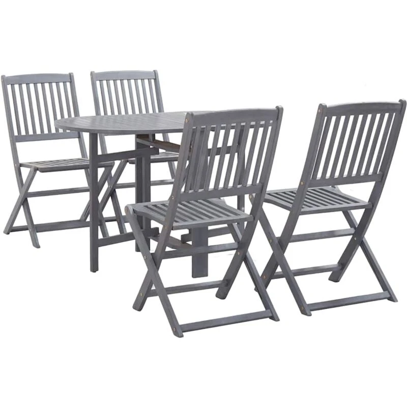 Image of VIDAXL 5 Piece Garden Dining Set Solid Acacia Wood Grey Vidaxl 8719883808826