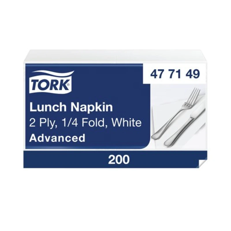 Image of Tork White 2-Ply Lunch Napkin (200 Pack) 477149