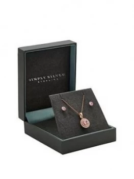 Image of Mood Simply Silver Rose Gold Plated And Cubic Zirconia 3 Piece Set