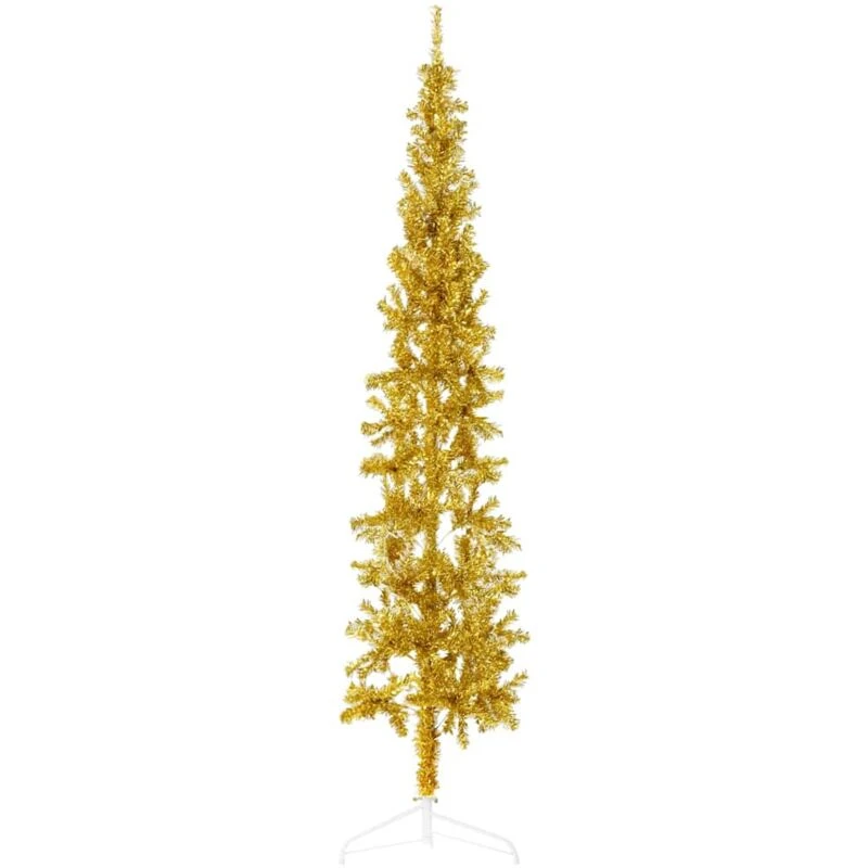 Image of VIDAXL Vidaxl - Slim Artificial Half Christmas Tree with Stand Gold 240cm 8720287000969