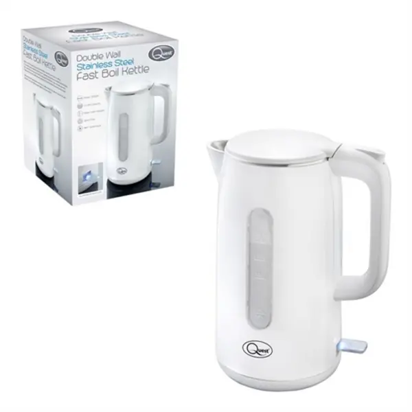 Image of Quest 1.5L Fast Boil Stainless Steel Kettle - White 3000W