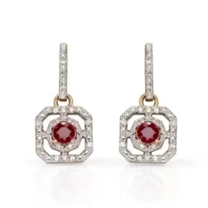 Image of JG Signature 9ct Gold Ruby & Diamond Art Deco Earrings