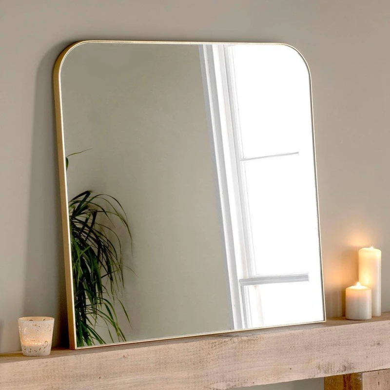 Image of Yearn Mirrors Minimal Large Gold Mantle Mirror 100(w) x 100cm(h) Gold