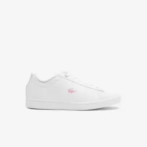 Image of Juniors' Lacoste Carnaby Synthetic Trainers Size 2 UK Junior White